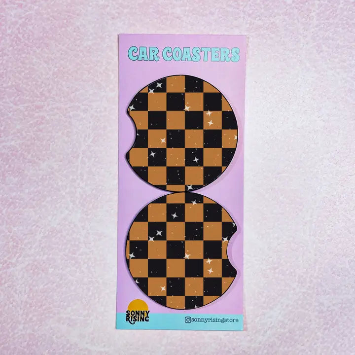 Halloween Checkers - Car Coasters